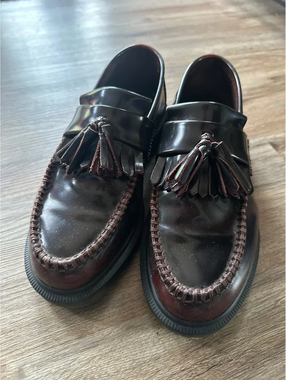 Dr. Martens Tassel Loafers in Burgundy Leather